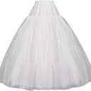 Women's Hoopless Petticoat 4 Layers Tulle Crinoline Underskirt Slips A-Line Floor Length Under Skirt to Make Dress Puffy for Bridal Wedding Dress Ball Gown White