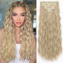KooKaStyle Hair Extensions, 7PCS Clip in Long Mermaid Wavy Hair Extensions Thick Natural Hairpieces Double Weft for Women Full Head (20 Inch, Dirty Blonde)