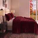 Tribeca Living Luxury Velvet Quilt Queen Size Set - 260GSM Ultra-Soft Oversized Velvet Bedspread Comforter Set with 2 Shams, in Florence Burgundy