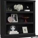 Unikito 3-Tier Bookshelf with 3 Outlets, 2 USB Ports and Adjustable Shelf, 31.5 Inch