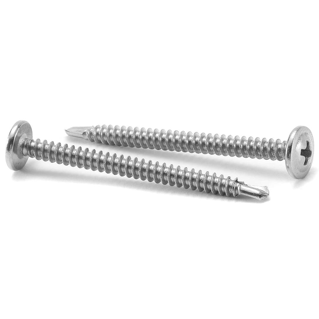 #8 x 3 Sheet Metal Screws 500PCS 410 Stainless Steel Truss Head Fast Self Tapping Screws by SG TZH (Silver)