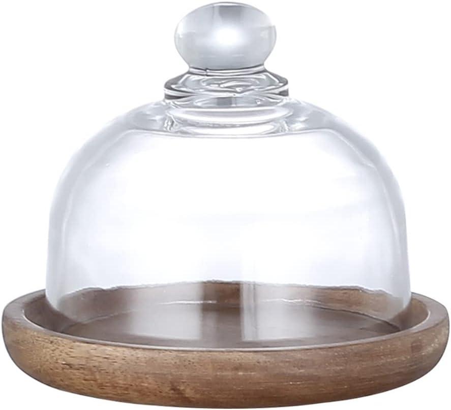 Mini Glass Dessert Dome with Base, Small Decorative Cake Tray with Glass Dome Cover, Cake Fruit Display Server Tray for Kitchen/Birthday/Party/Wedding, Appetizer Dessert Cheese Serving Platter