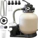SWIMLINE Sand Filter Pump for Above Ground Pool - 14'', 0.43THP, 2400 GPH Pump flow rate, 4 way Multi port valve, Easy Installation