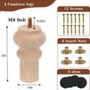 5 Inch Wooden Unfinished Bun Feet for Dresser Legs Couch Sofa Cabinet Ottoman DIY Replacement Wood Furniture Legs Set of 4 M8 Bolt Screw in (5)