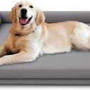 Dog Beds Large Size Dog, Waterproof Dog Bed with Anti-Slip Mat Washable, Memory Foam Orthopedic Pet Bed Chew Proof Pet Couch (Grey)