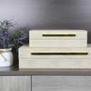 Modern Decorative Box Faux Shagreen Leather, Decorative Storage Boxes with Lids for Home Decor, Large Multifunctional Storage Jewelry Box Organizer(Ivory)