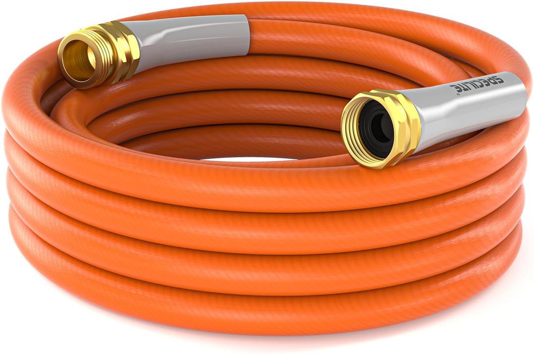 SPECILITE Garden Water Hose 15 ft x 5/8 in, Heavy Duty Leader Pipe Extension, Flexible, Lightweight Kink-less,Hybrid Rubber, with 3/4" Brass Fittings, Orange SPECILITE Garden Water Hose 15 ft x 5/8 in, Heavy Duty Leader Pipe Extension, Flexible, Lightweight Kink-less,Hybrid Rubber, with 3/4" Brass Fittings, Orange