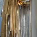 Tessco for you 5 Arm Candelabra Centerpieces for Tables 42.5'' Tall Floor Candle Holder Metal Candlestick Stand with Acrylic Lampshade for Wedding Holiday Birthday Party Decor(Gold,4 Set)