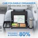Car Back Seat Tray Table - Foldable & Adjustable Travel Desk for Eating, Working, Gaming | Sturdy Plastic Snack Lap Tray for Adults | Fits SUV, Sedan, Minivan (Folding Storage Box)