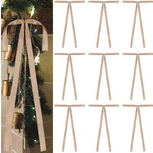 12 Pcs Christmas Satin Bows 24''x12'', Large Ribbon Bow Christmas Tree Bow Wreath Bows for Xmas Home Wedding Decorations Indoor Outdoor (Champagne)