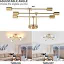 DELIPOP Modern Sputnik Chandelier, 6-Light Gold Industrial Metal Semi Flush Mount Ceiling Light, E26 Base Sputnik Ceiling Light Fixture for Dining Room, Living Room, Kitchen, Bedroom, A-Gold, 6 Light