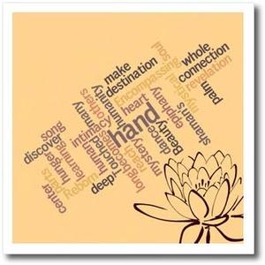 3dRose Lotus Flower Poetic Words Collage-The Collective-Poetry by Patricia Sanders-Iron On Heat Transfer, 10-inch, for White Material (ht_55626_3)