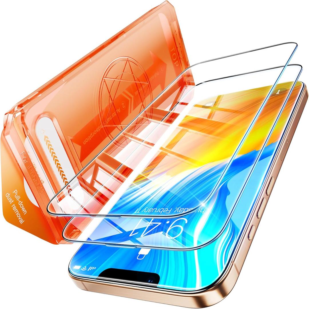 DiamondClear Glass for iPhone 13 Screen Protector [Top10H+ Military Shockproof] [10s Easy No Bubbles Install] Full Protection Tempered Glass Film for 13 6.1''-2 Pack