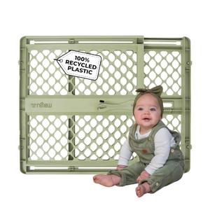 Toddleroo by North States - 100% Recycled Plastic Baby Gate for Doorway; Sturdy for Indoor & Outdoor Use: Pressure Mounted, No Drill Gate; Made in USA; 26" to 42" Wide, 26" Tall; Sea Grass Green