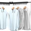 Bakala Clothes Drying Rack Foldable, Laundry Drying Rack Clothing Wall Mounted, Clothing Racks for Hanging Clothes, Heavy-duty Space Saving Hanger,Retractable,Expandable,Collapsible, 64" (Hooks,Black)