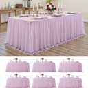 Pink Tulle Tablecloth for 6 Ft Rectangle Tables 6-Pack, Ideal for Weddings