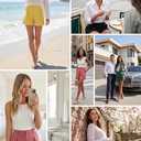 Allimy Womens Summer Box Pleats High Waisted Shorts Elastic Waist Lightweight Hidden Zip Shorts (Pink, S)