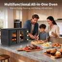 GIHETKUT French Door electric Knob Oven,35 QT Extra Large Oven，18-Slice Convection Oven3-Control Knobs, Bake Broil Toast Grilled Meat Keep Warm, black Metal,Equipped with a tray and a rack.