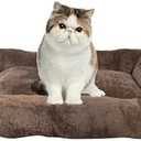 long rich HappyCare Textiles Sleeping Cloud Bolster Pet Cushion/Bed Brown 30" by 20"