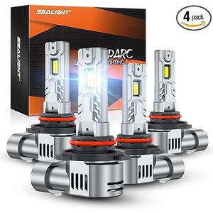 SEALIGHT S2S 9005/HB3 9006/HB4 Light Bulbs Combo, 140,000LM Super Brighter, 6500K Pure White 9005 9006 Fog Bulbs, with Cooling Fan 70K+ Hours Lifespan, 4-Pack