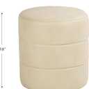 Spatial Order 18" Round Ottoman - Cream Faux Leather, 17.5"D x 17.5"W x 18"H