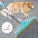Carpet Rake for Pet Hair Removal - Reusable Pet Hair Remover, 60 Adjustable Long Handle Cat Dog Carpet Rake Scraper with Patented Design, Dog Hair Rake Brush for Rugs, Mats (Blue)