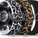 Lerobo Elastic Bands Compatible with Samsung Galaxy Watch 8 7 6 5 4 40mm 44mm/Galaxy Watch 8 Classic 6 4 Classic 43mm 47mm 42mm 46mm/5 Pro Band 45mm/Active 2,3 Pack 20mm Adjustable Nylon Sport Band (Black/White Leopard/Leopard)