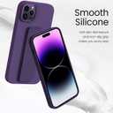 LAUDTEC Silicone Kickstand Case Compatible with iPhone 14 Pro, Vertical and Horizontal Stand Hand Strap Metal Kickstand Cover, Flexible Soft Liquid Silicone Stand Case for iPhone 14 Pro (Deep Purple)
