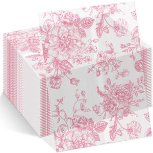 ForraFun 100 Pack Pink Floral Vellum Jackets Bulk for 5x7 Invitations Pre-folded Vellum Paper Envelope Inserts Liners Invitation Sleeves Wraps Accessories Kit for Wedding Birthday Bridal Party