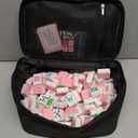 Mahjong Tile Set 160 1.2-inch Engraved Acrylic American Mahjong Tiles Game Set with Bag Cute Mini Mah Jongg Sets with Travel Bags Accessories Pink