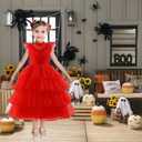 Girls Halloween Costumes Ghost Red Bride Dress Up Cosplay Costume Pageant Dress Party Cosplay 3-12Y (8-9Years)