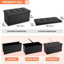 COSYLAND Ottoman Bench with Storage - 30x15x15in Folding Leather Ottoman, Rectangle Foot Stool Foldable Storage Chest Footrest Footstool Collapsible with Lid for Bedroom Living Room Black