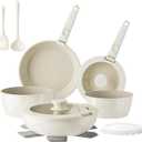 Redchef Pans and Pots Set Nonstick, Ceramic Cookware Set with Detachable Handles, Healthy,Non Toxic, Kitchen Cookware Sets12Pcs, Induction RV Kitchen Set, PFAS PFOA & PTFE Free, Beige White