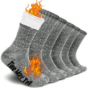 Time May Tell Mens Merino Wool Hiking Cushion Socks Thermal Warm Crew Winter Boot Socks Pack (2/4 Pair,6-13 Size) (5-9)