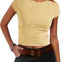 LAMISSCHE Cropped T Shirts for Women Cap Sleeve Tops Fitted Shirts