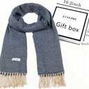 Winter Scarf for Women Cashmere Feel Pashmina & Blanket Wrap Cozy Fashion Shawl Ideal Christmas & Holiday Gift (Navy Blue)