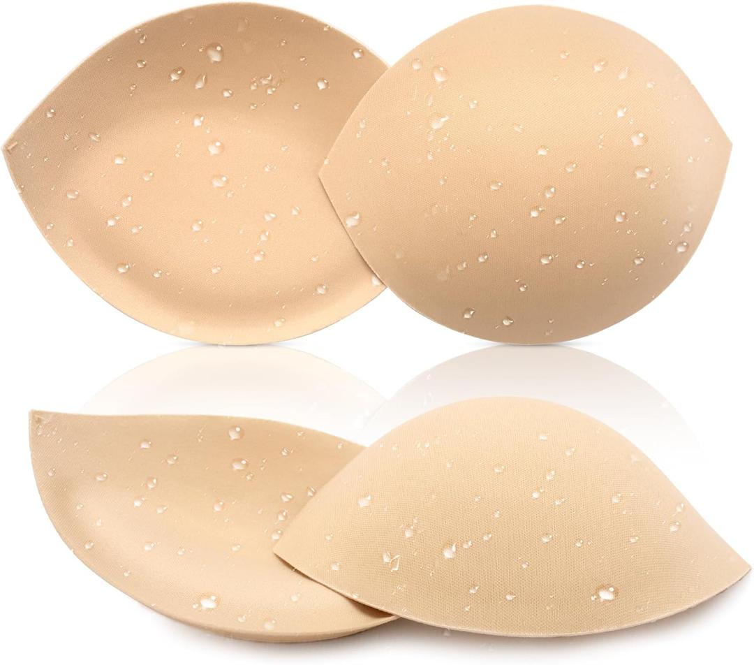 Nimiah Waterproof Swimsuit Push-up Inserts - Bra Pads Cup 2 Pairs Comfy Breast Enhancer Add Instant Volume for Bikini (AB, Beige)