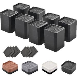 EclatBain Bed Risers Furniture Risers Heavy-Duty Rectangular Adjustable Block 8 Pack Lift to 3 inches and 4.3 inches Desk, Sofa, Chair Legs, Refrigerator, Washing Machine Support up to 4000 pounds