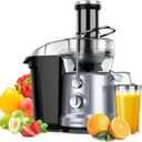 Juicer Machines 1300W Juicer Vegetable and Fruit, Power Juicers Extractor with 3" Feed Chute, Centrifugal Juicer with High Juice Yield, Easy to Clean&BPA-Free, Dishwasher Safe-Silver-Black