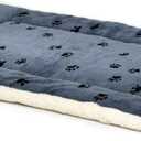 MidWest Homes for Pets XS QuietTime Reversible Paw Print Pet Bed, Soft Faux Fur & Fleece 22-Inch Crate Mat for Small Dogs & Cats, Machine Washable, Blue and Cream