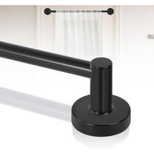 Black Magnetic Curtain Rod for Door:Magnet Curtain Rods for Classroom Whiteboard,Small Adjustable Magnetic Towel Bar,Tool-Free French Magnet Pole with Leather Protective Cover No Drilling 16-28"