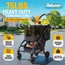 Folding Shopping Cart with Wheels, 75lbs Multi Use Grocery Carts with 360° Wheels & Removable Tote Bag, Multifunctional Portable Personal Shopping Carts for Groceries (30 Gallon)