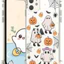 XIMIZU Halloween Case for iPhone 11 Pumpkin, Ghost Designed Soft Slim Fit TPU Anti-Scratch Shockproof Protective Mobile Cover Clear Phone Case for iPhone 11