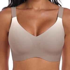 Womens Wireless Bras for Women Full Coverage No Underwire Push Up Bralette Seamless Everyday Bras Comfort Wirefree Padded Regular and Plus with Extender (Coffee,Small) (S)