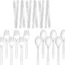 Plastic Serving Utensils, 9" Clear Disposable Utensils 18 Pack, 6 Serving Tongs, Spoons, Forks