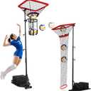 HVDI Volleyball Setter & Spike Trainer System, Heavy Duty Volleyball Training Aid Set – 88LB Sandbag Base with Dual Wheels for Easy Mobility, Adjustable Hitter & Receiver Combo System, 126"