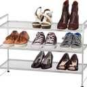 Simple Houseware 3-Tier Stackable Mesh Shoe Rack, Silver