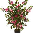 Nearly Natural 42in Artificial Bougainvillea Tree, Faux Flowering Plant With Planter, Indoor Home Office Decor, Low Maintenance, Pink and Green