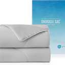 Snuggle Sac Queen Size Comforter, All Seasons Down Alternative Quilted Comforter, Reversible Blankets, Breathable Cooling Blankets for Hot Sleepers and Night Sweats, 90x90 Inches, Cool Gray