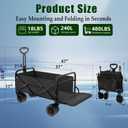 Collapsible Wagon Cart Foldable with Tailgate, 240L 480lbs Capacity, Heavy Duty Beach Wagon with Wheels Brake, Shopping Carts for Grocery, Camping, Garden Cart